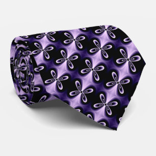 Purple Blue Floral Petal Digital Pattern Tie