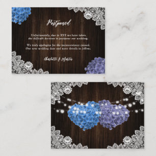 Purple Blue Floral Postponed Wedding Announcement