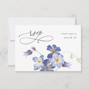 Purple Blue Floral w Meal RSVP Card