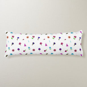 Purple & Blue Flower Print, Modern Floral Print Body Cushion