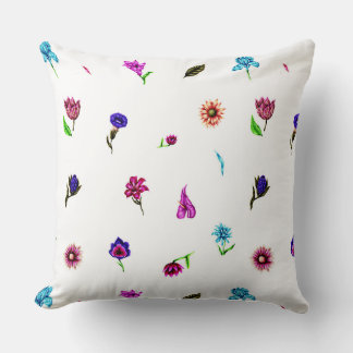 Purple & Blue Flower Print, Modern Floral Print Cushion