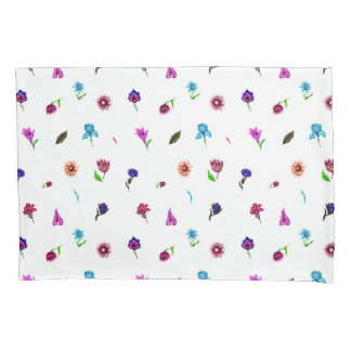 Purple & Blue Flower Print, Modern Floral Print Pillowcase