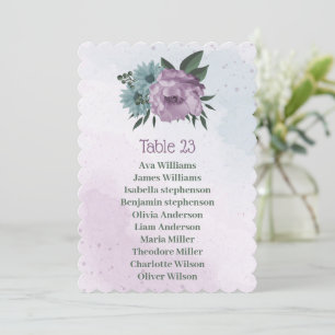 purple blue flowers botanical seating chart card