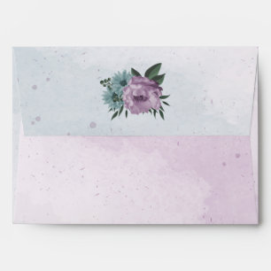 purple blue flowers botanical wedding envelope