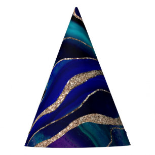 Purple Blue Galaxy Nebula Agate Glitter Glam #1 Party Hat