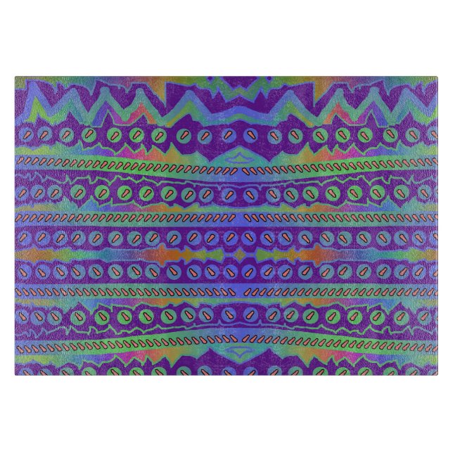 Purple Blue Geometric Cutting Board (Front)