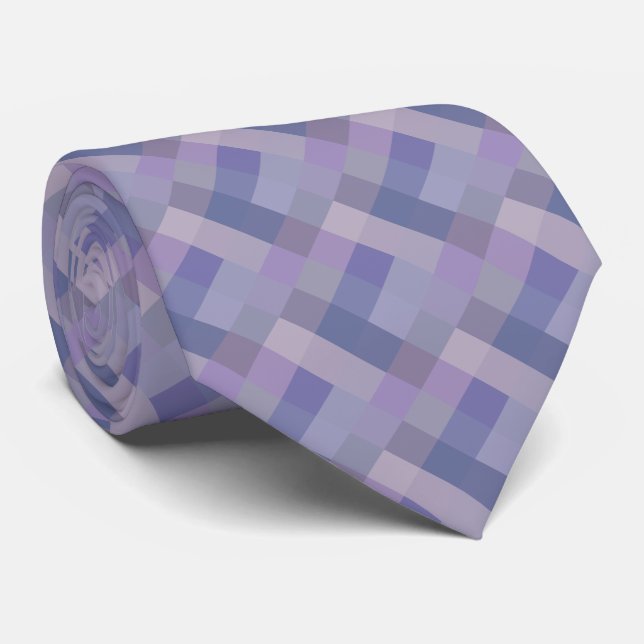 Purple Blue Geometric Pattern Tie (Rolled)