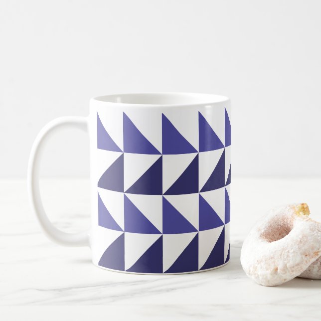 Purple Blue Geometric Triangles Geometrical Coffee Mug (With Donut)