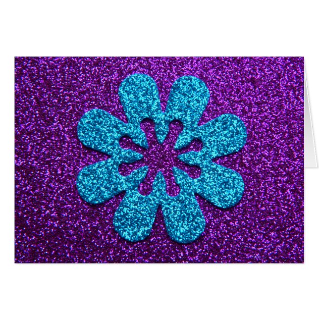 Purple & Blue Glitter Retro Flower (Front Horizontal)