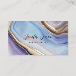 Purple & Blue Gold Agate Textures Marble Business Card