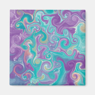 Purple, Blue, Gold and Teal swirls Magnet