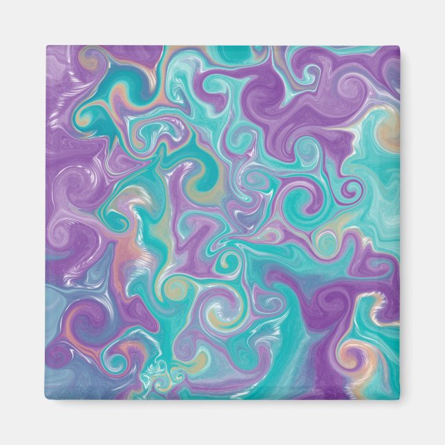 Purple, Blue, Gold and Teal swirls  Magnet (Front)