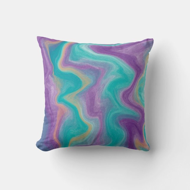 Purple, Blue, Gold and Teal swirls Peaceful     Cushion (Front)
