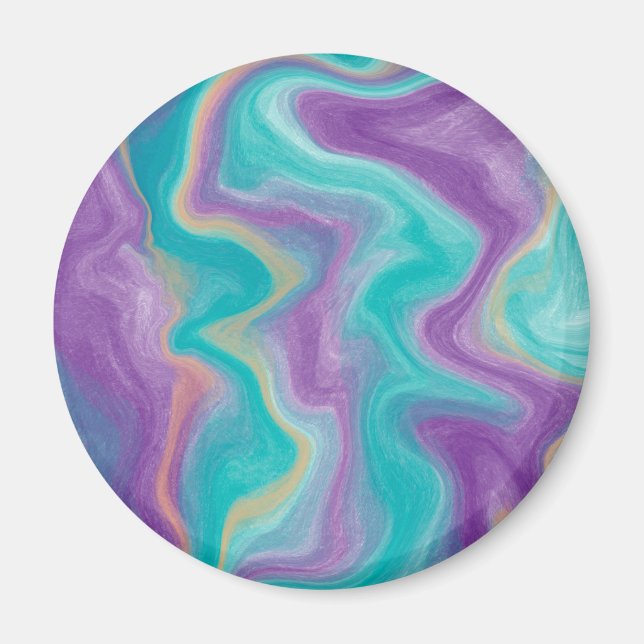Purple, Blue, Gold and Teal swirls Peaceful  Magnet (Front)