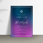 Purple Blue Gradient & Frame Bat Mitzvah Party Invitation<br><div class="desc">Celebrate Bar Mitzvah with this modern,  elegant invitation,  featuring your custom text. Easily add your own details by clicking on the "personalise" option.</div>