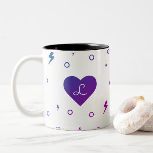 Purple Blue Gradient Heart and Lightening Bolt cup