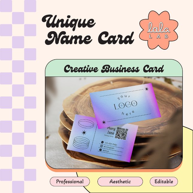 Purple Blue Gradient Trendy Editable Business Card (Creator Uploaded)