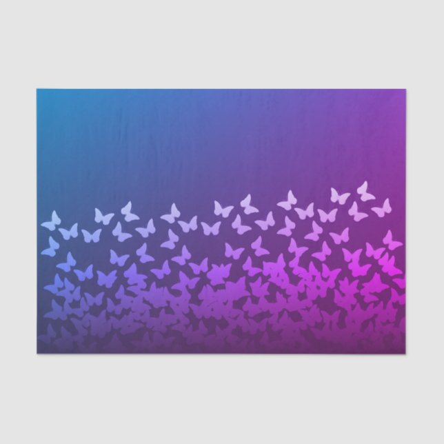 Purple, blue, graphite colour butterflies pattern tissue paper (Front)