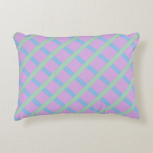 Purple Blue Green Chequered Diamond Stripes Patter Decorative Cushion