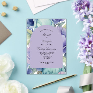Purple Blue Green Floral Arch Wedding Acrylic Invitations