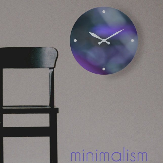 Purple Blue Green Grey Abstract Minimalistic Large Clock (Creator Uploaded)