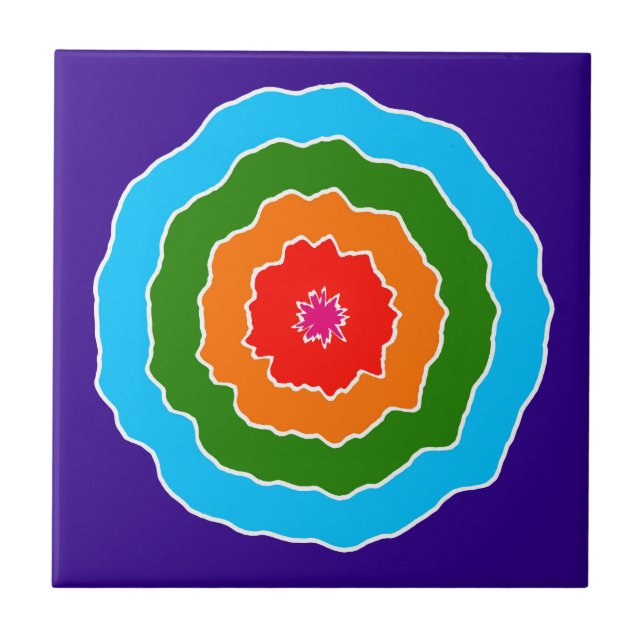 Purple Blue Green Orange Red Ceramic Tile (Front)