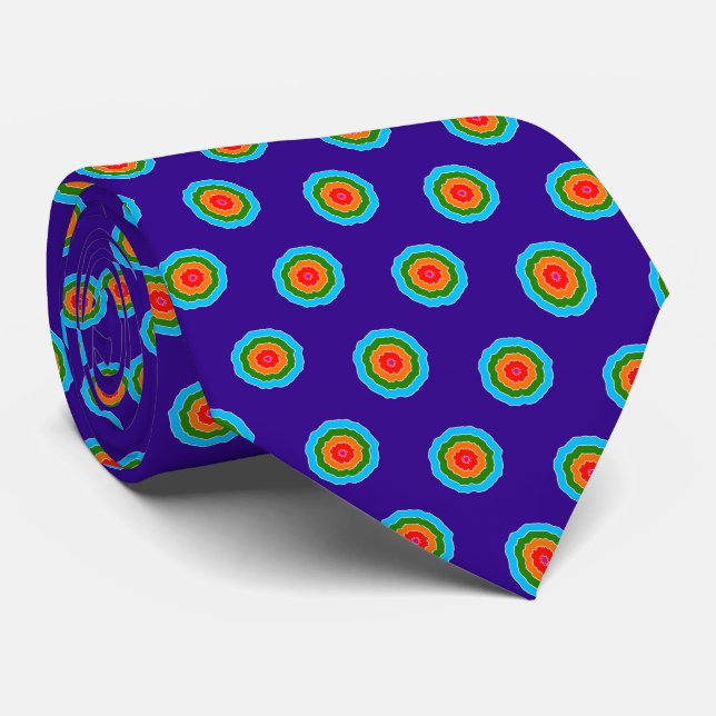 Purple Blue Green Orange Red Dot Pattern Tie (Rolled)