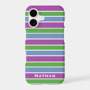 Purple Blue Green Striped Personalised