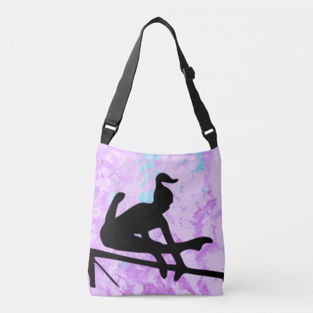 Purple / Blue Gymnastics Uneven Bars Personalised Crossbody Bag (Front)
