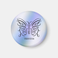 Purple Blue Holographic Butterfly Monogram Name