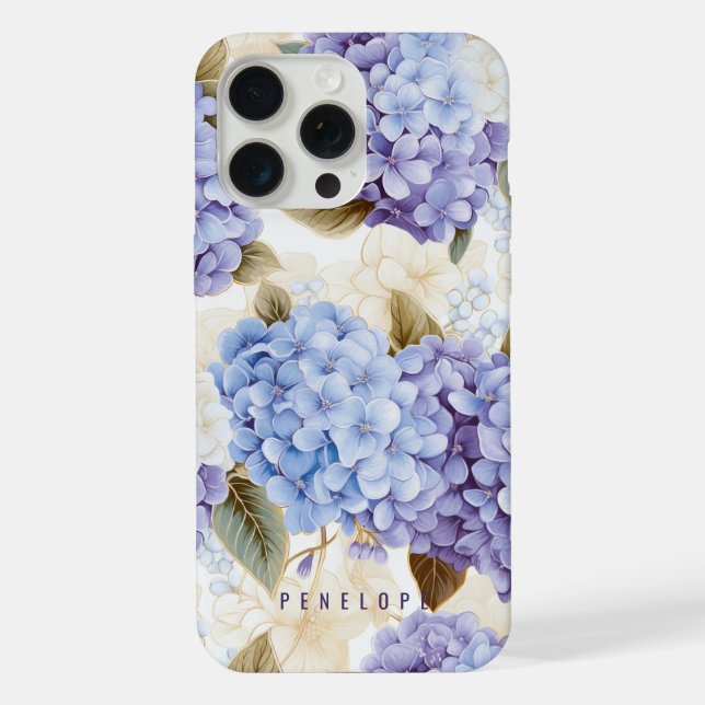 Purple Blue hydrangea personalised iPhone case   (Back)