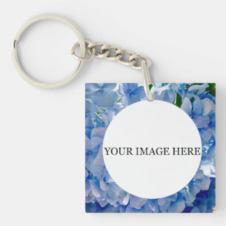 Purple Blue Hydrangeas Bouquets Key Ring