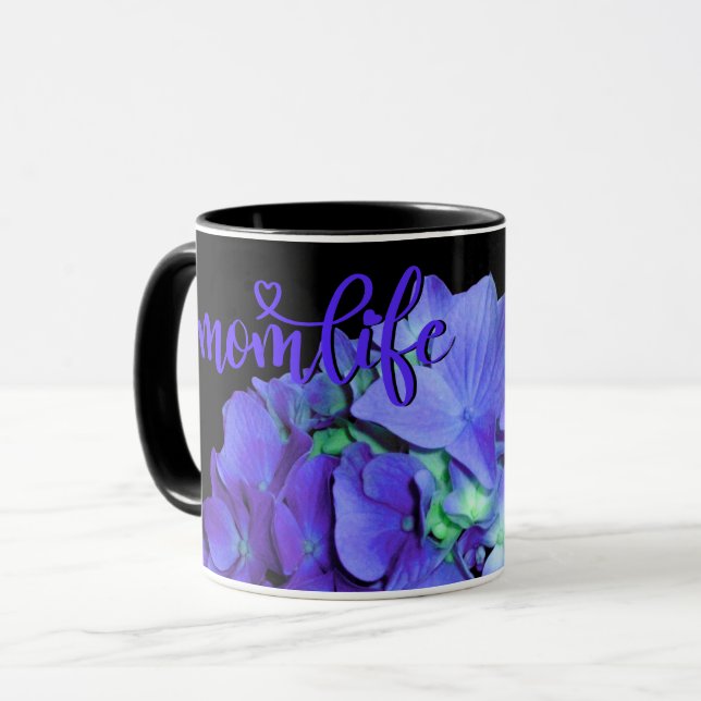 Purple blue Hydrangeas purple flowers #momlife Mug (Front Left)