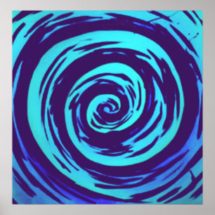 Purple & Blue Hypnotic Swirl Art Poster