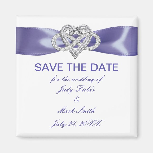Purple Blue Infinity Heart Save The Date Magnet (Front)