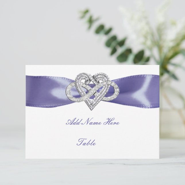 Purple Blue Infinity Heart Table Place Card (Standing Front)