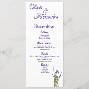 Purple & Blue Iris Watercolor Menu