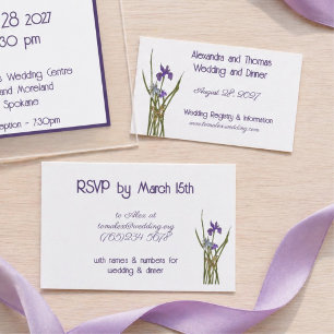 Purple & Blue Iris Watercolor Minimalist Wedding  Enclosure Card
