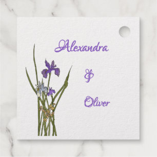 Purple & Blue Iris Watercolor Wedding Favour Tags
