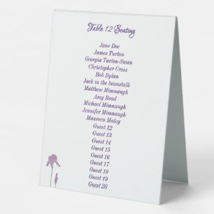 Purple & Blue Iris Watercolor Wedding Table Tent S
