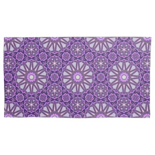 Purple Blue Kaleidoscope Pinwheel Mandala Pattern Pillowcase