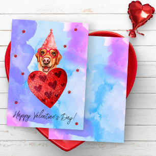 Purple Blue Labrador Valentine's Day Gift Dog Holiday Card