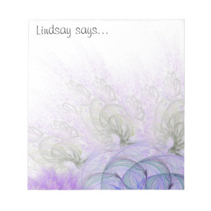 Purple Blue Lacy Abstract Art Flower Custom Notepad