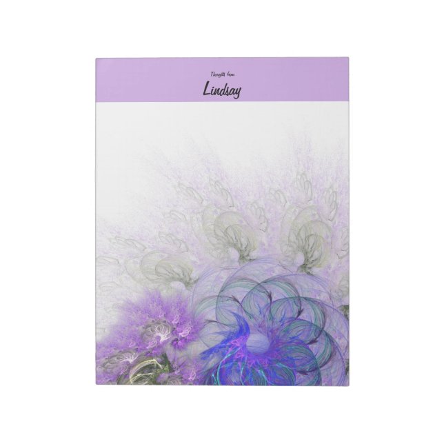 Purple Blue Lacy Abstract Flower Custom Notepad (Rotated)