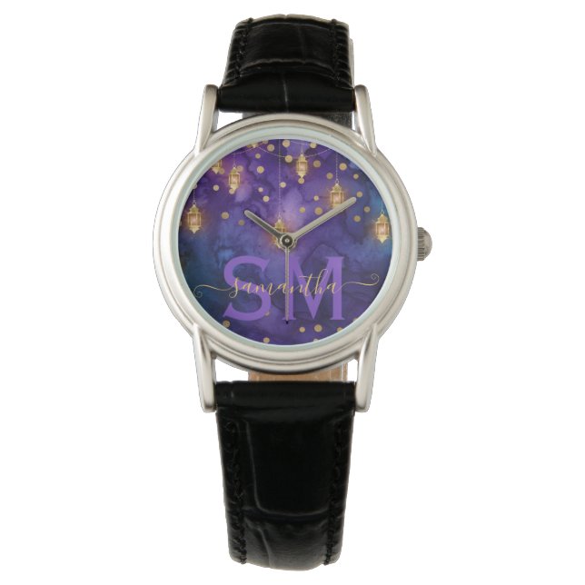 Purple & Blue Lantern Glow Monogram Watch (Front)