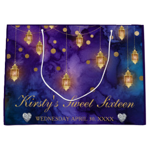 Purple & Blue Lantern Glow Sweet Sixteen Large Gift Bag