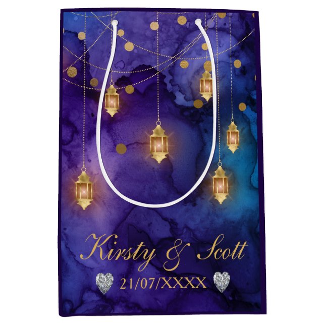 Purple & Blue Lantern Glow Wedding Medium Gift Bag (Front)