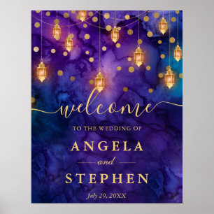 Purple & Blue Lantern Glow Wedding Poster