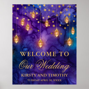 Purple & Blue Lantern Glow Wedding Poster