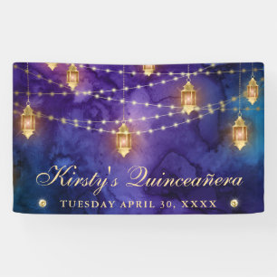 Purple & Blue Lantern Quinceanera Banner